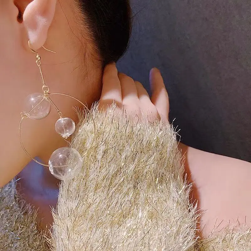 

Big Transparent Bubble Ball Drop Earrings For Women Hanging Statement Earrings Fashion Jewelry Party Street Style Bijoux