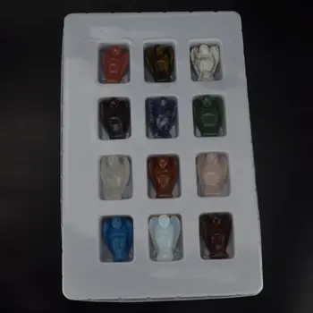 

Angel Crafts12 pieces/box Mixed 40mm Carved Gemstone Angel Crystal Angel Figurines for Home Craft Chakra Stones Healing Reiki