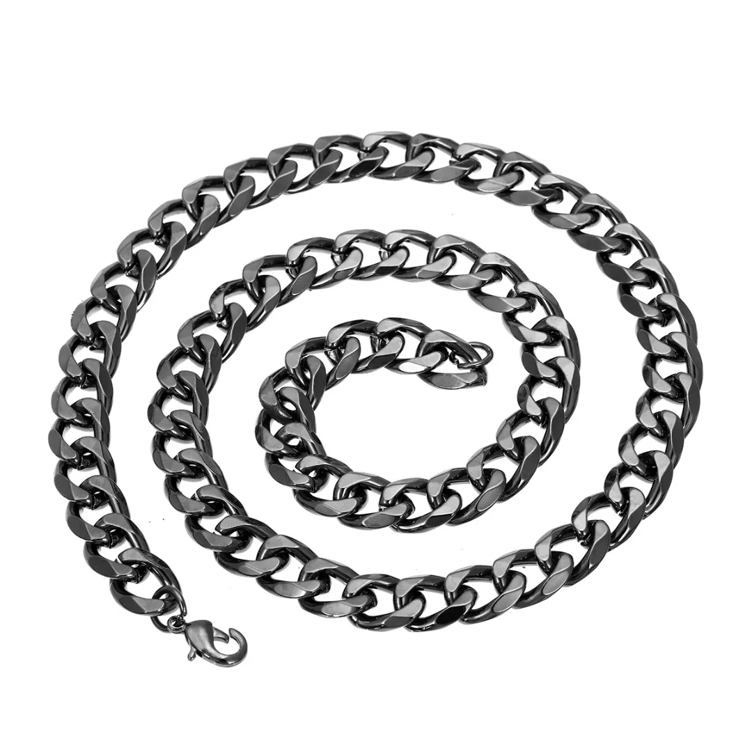 5/7/9/11mm Fashion Men Link Chain Necklace Shellhard Black Cuban Chain Men Women Jewelry Gifts Long Necklace Hip Hop Jewelry