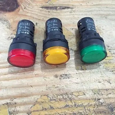

3 x AC220V 20mA Energy Saving LED Indicator Light Green Yellow Red