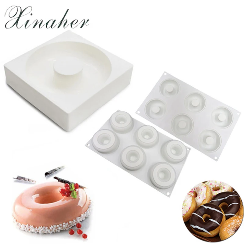 XINAHER 3D Silicone Doughnut Cake Mold For Mousse Chocolate Brownies Baking Tools | Дом и сад
