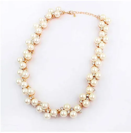 Женское винтажное ожерелье с кристаллами из сплава жемчугом массивное N13|pendants for