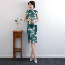 Cheongsam средней длины традиционное китайское Стильное женское платье из вискозы тонкое Qipao Новое поступление Vestidos Размер M L XL XXL XXXL 4XL 9992