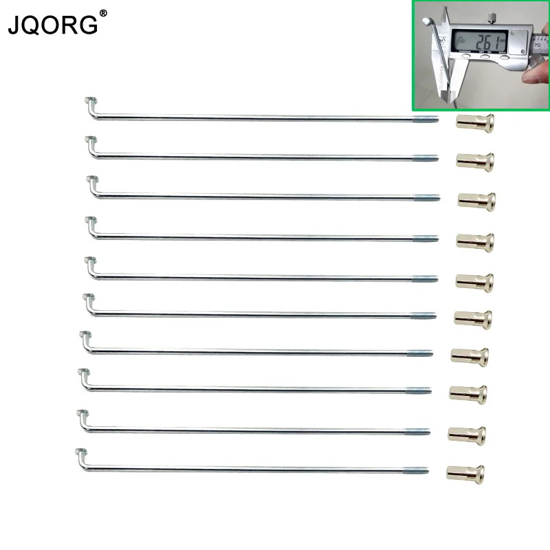

JQORG 12G Spokes Galvanization Surface Diameter 2.6 mm Electric Bike Spokes Sliver Color J-bend Equal Diameter E-bike Spokes