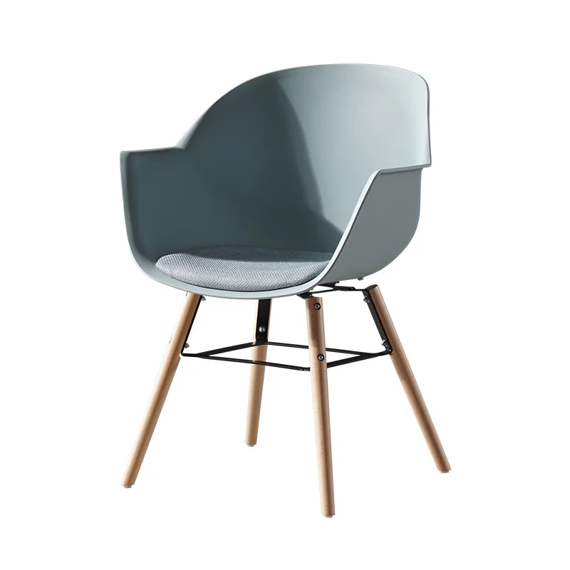 

Simple Design Chair with Plastic Backrest and High Armrest / Wood Legs of Beech