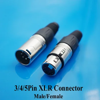 

50pcs/lot 3/4/5 Pin XLR Audio Sound Plug Male Connector for Microphone MIC Cable XLR Male Plug Speaker Connector