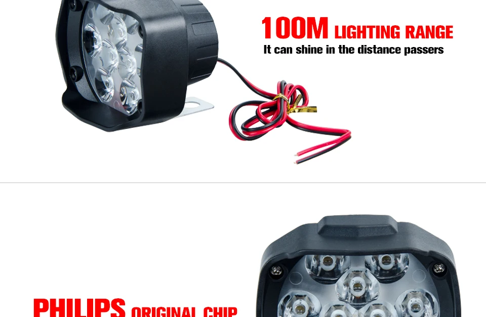 VooVoo Universal 9 LED Motorcycle Light Headlight Assembly Scooter Fog Spotlight 6000K White Car DRL Moto ATV UTV Motorbike Lamp_01 (4)