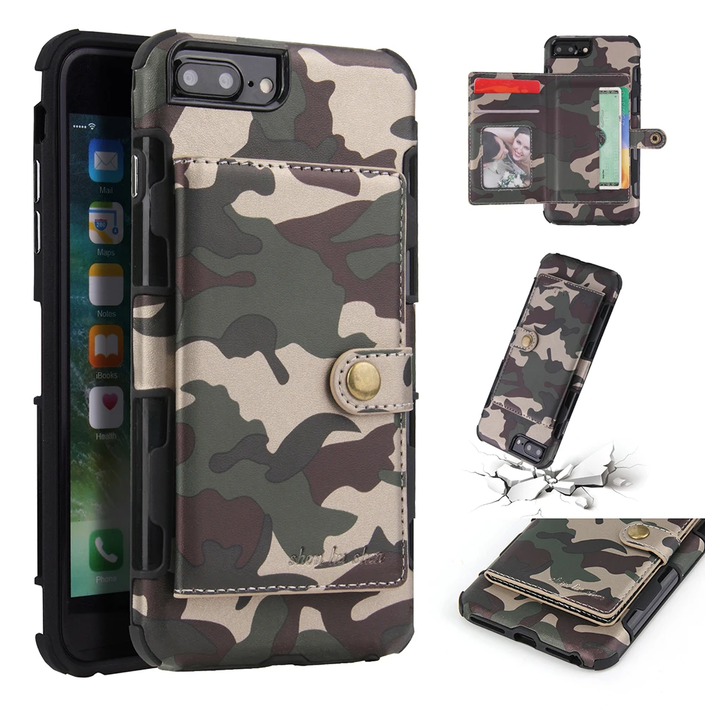 Buckle Card Slot Case for iphone XS Max Cover Army Camo Pattern Leather Coque Fundas X XR 8 7 6 6s Plus Back | Мобильные телефоны и
