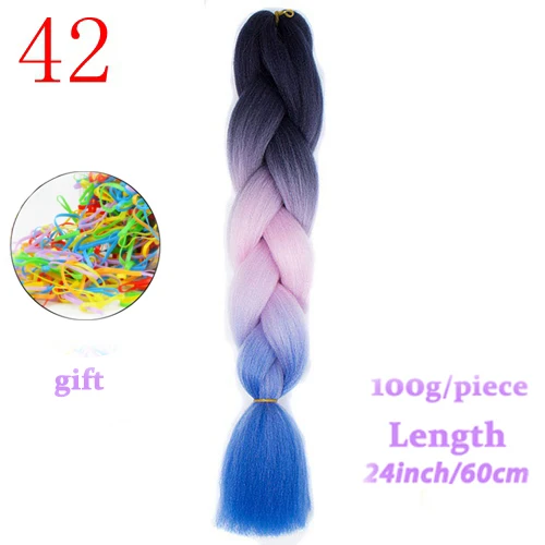 # Фиолетовый MERISIHAIR, 24 дюйма, Омбре, синтетические, вязанные волосы для наращивания, огромные косички, прически, розовый, блонд, красный, синий, плетение волос - Цвет: # Фиолетовый