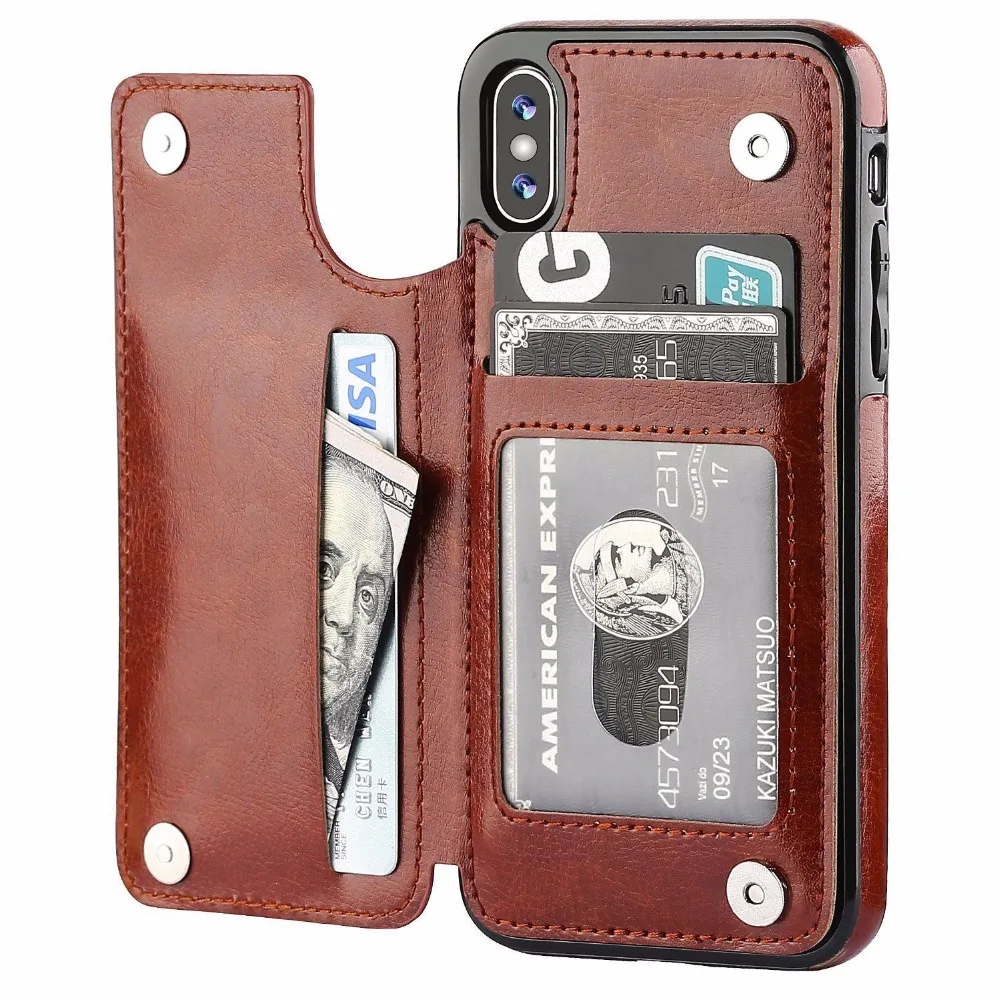 Para iphone XS Max XR X Funda de cuero PU cartera trasera magnética tapa delgada funda para iphone 7 Plus 8 6 6 s caso