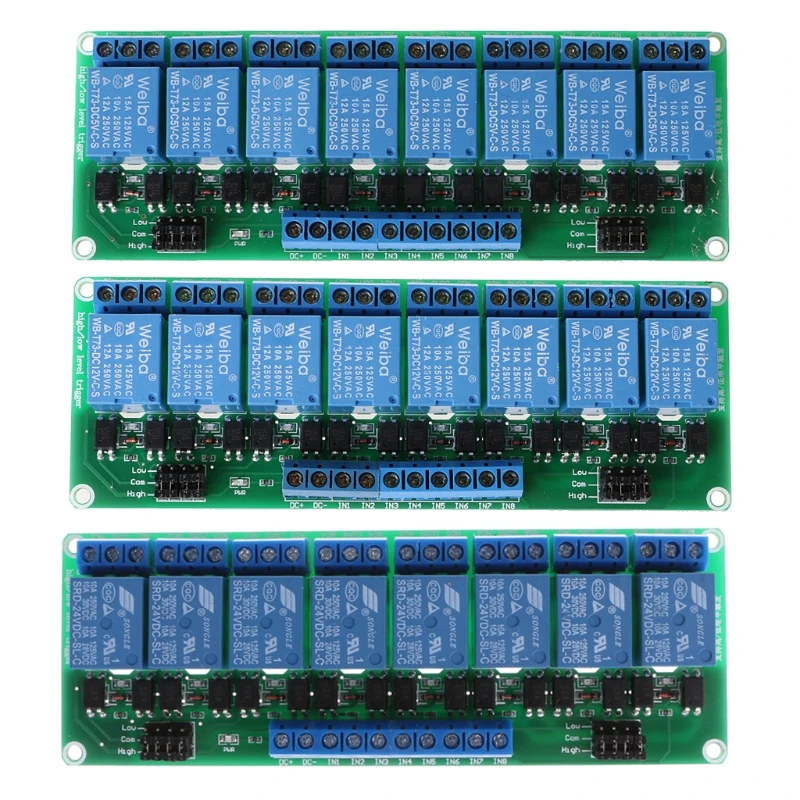 

8 Channel Relay Module High and Low Level Trigger Relay Control with Optocoupler 5V/12V/24V High and Low Level Relay Control