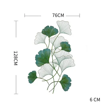 

European Wrought Iron Ginkgo Biloba Wall Hanging Decorative 3D Wall Crafts Decoration Home Livingroom Background Mural R2159