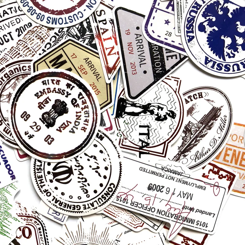 60pcs Tourist Style Waterproof PVC Graffiti Sticker Stamp Label Paper Luggage Box Guitar Vehicle Sticker No Repetition Stickers 60pcs Tourist Style Waterproof PVC Graffiti Sticker Stamp Label Paper Luggage Box Guitar Vehicle Sticker No Repetition Stickers