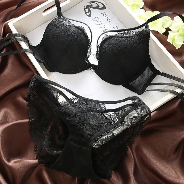 70 80B New arrival Women underwear blue glossy aesthetic satin lace