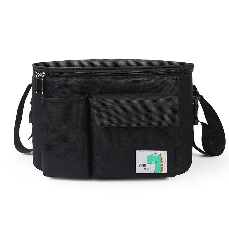 SeckinDogan Детская сумка для подгузников, высокая сумка для прогулок, Сумка с мультипликационным принтом, многофункциональная сумка-тележка, сумка для мамы, полосатые детские подгузники - Цвет: Black