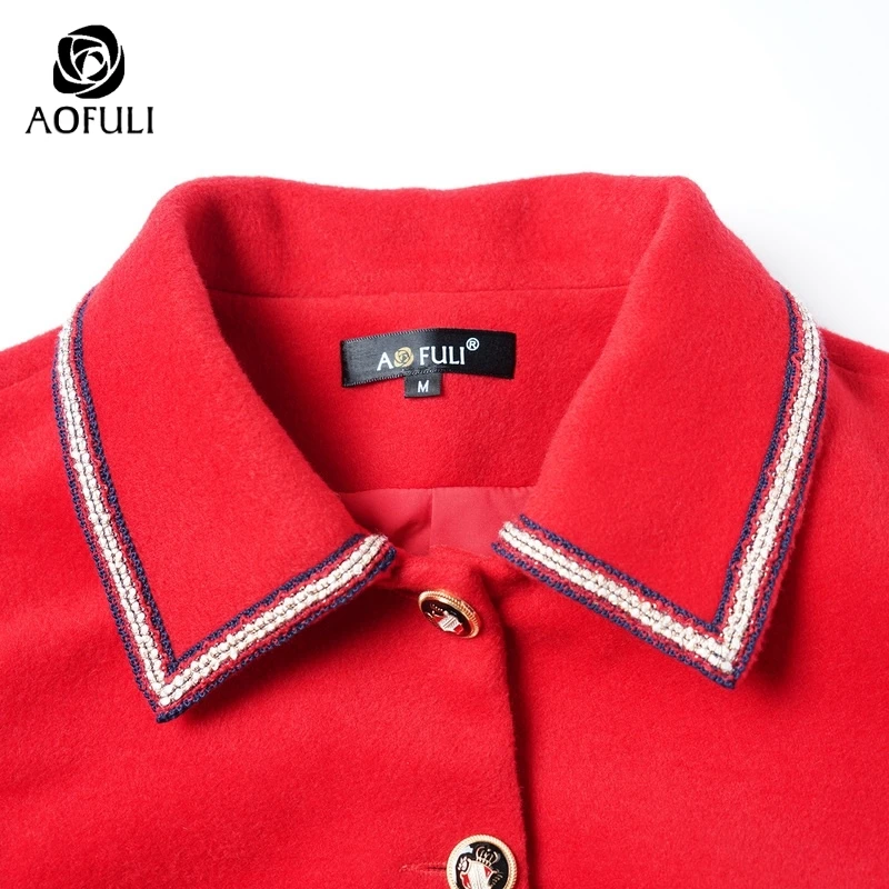 AOFULI L ~ 4XL 5XL женский шерстяной комплект с юбкой в английском стиле женские костюмы
