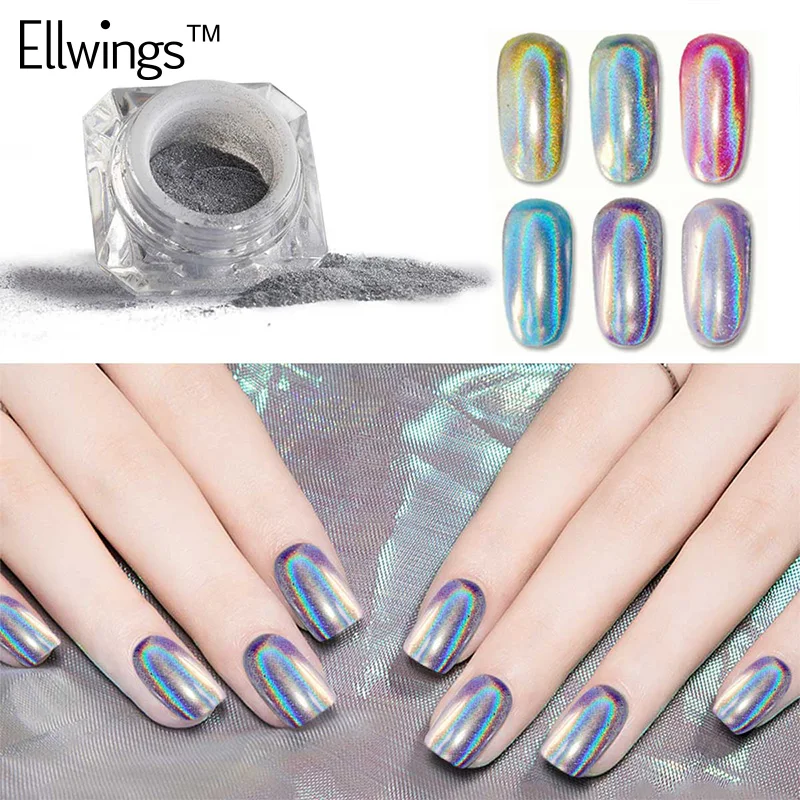 Ellwings блеск для ногтей 1 коробка красочные радужные зеркальные Блестки пигмент