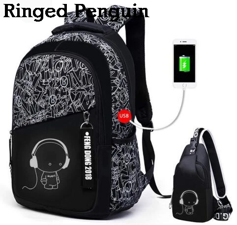 boys school bags letters waterproof large backpack for teenagers high school backpack for boy student casual travel bag