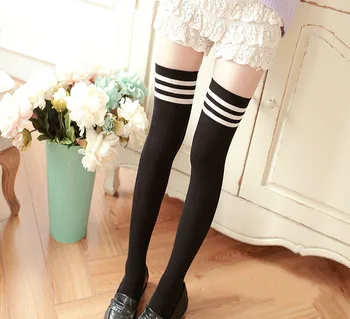 

Hot Selling Combed Cotton Three Bars Eurypylous Women Stockings Nice-looking Long Barrel Show Thin Custom Fit Knee-high Socks