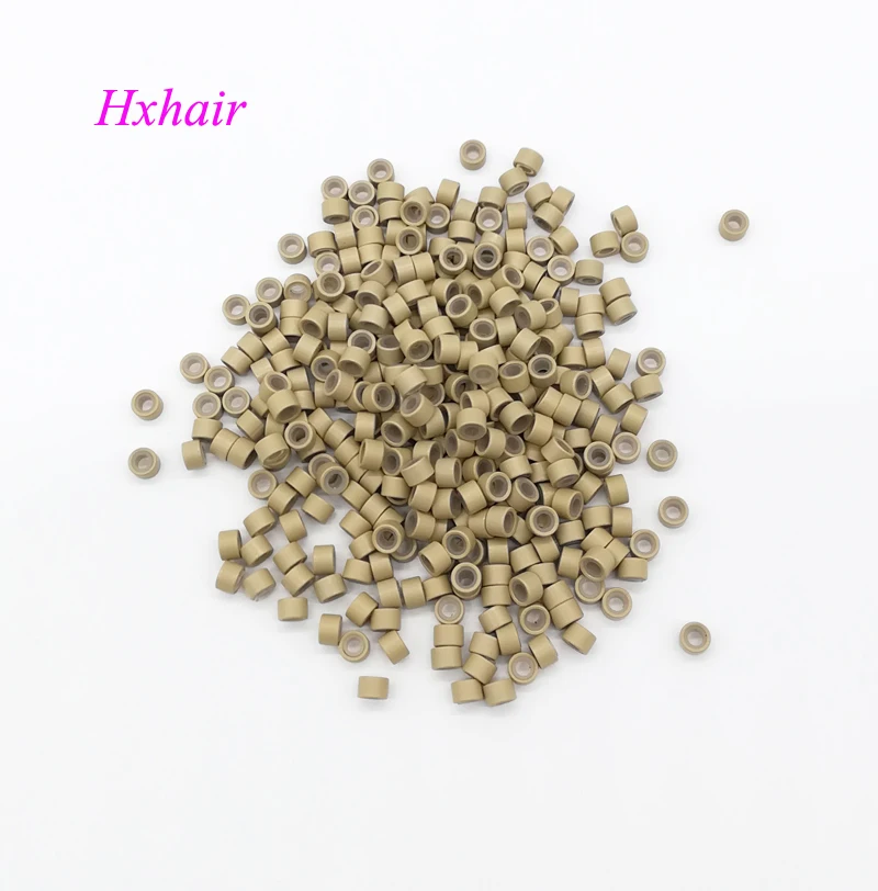 무료 배송-50000 개 4.5mm 실리콘 마이크로 알루미늄 링/링크 비즈/블랙 D-브라운 브라운 L-브라운 D-금발 금발