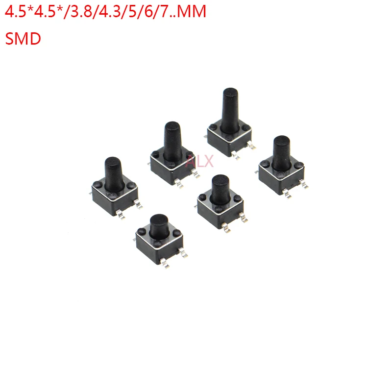

50PCS SMT 4.5*4.5 4.5X4.5X3.8/4.3/5/6/7/8MM 4.5x4.5x4.3MM 4.5x4.5x5MM 4.5x4.5x6MM 4PIN smd tact switch Micro push button switch
