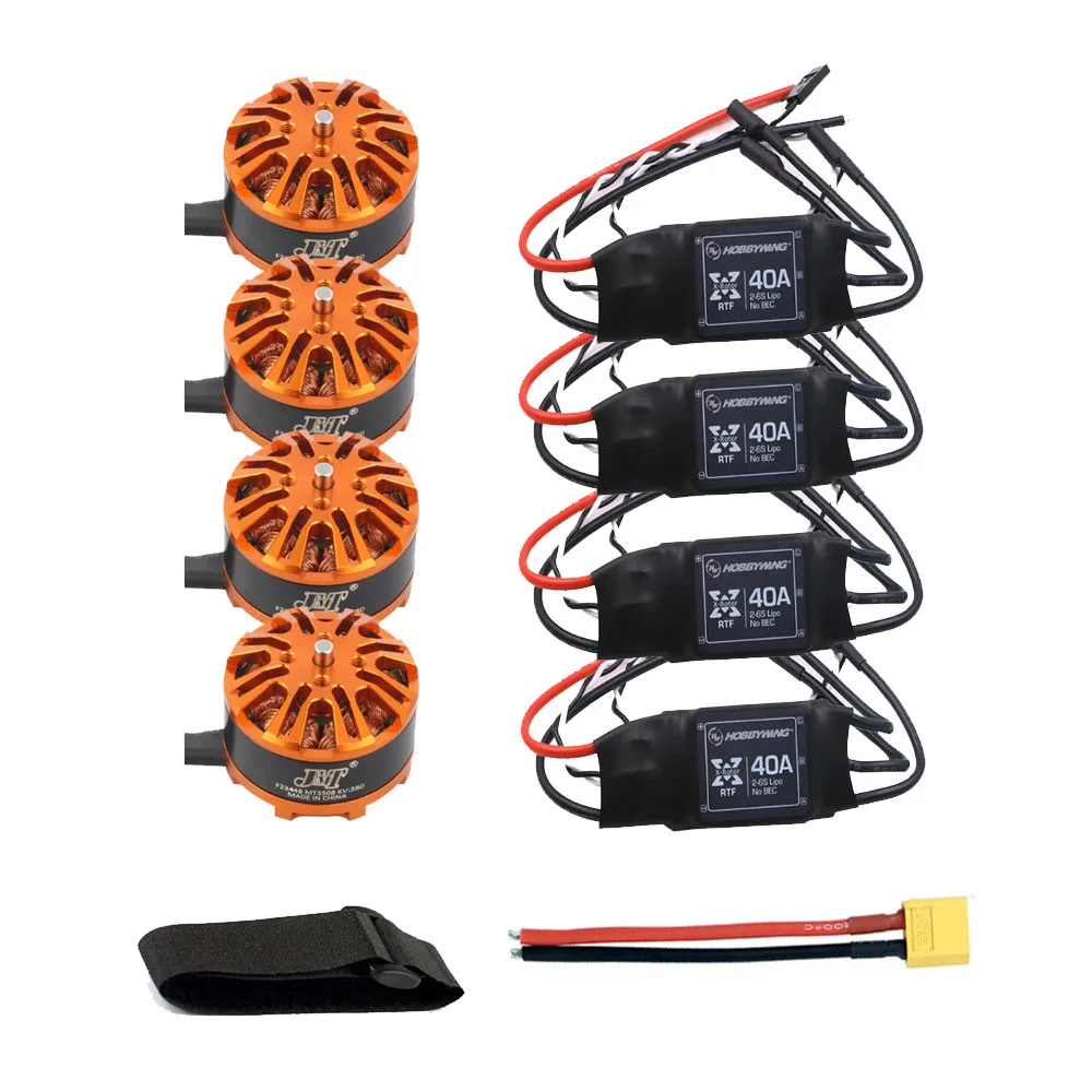

DIY Quadcopter Drone Motor Combo 4pcs 3508 380kv Motor + 4pcs Hobbywing XRotor 40A ESC + XT60 Connector+Fastening Tape
