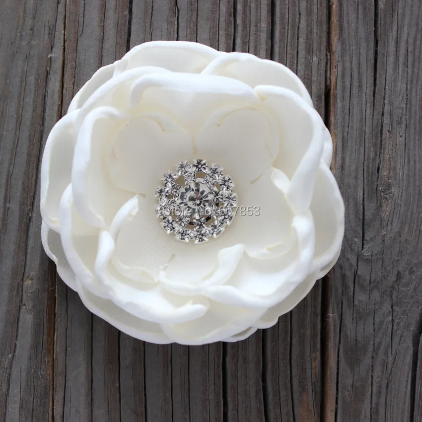 

Kids Burned edges flower Romantic Satin Fabric Hair flower,ruffled curly rhinestone flower singed flower 120pcs