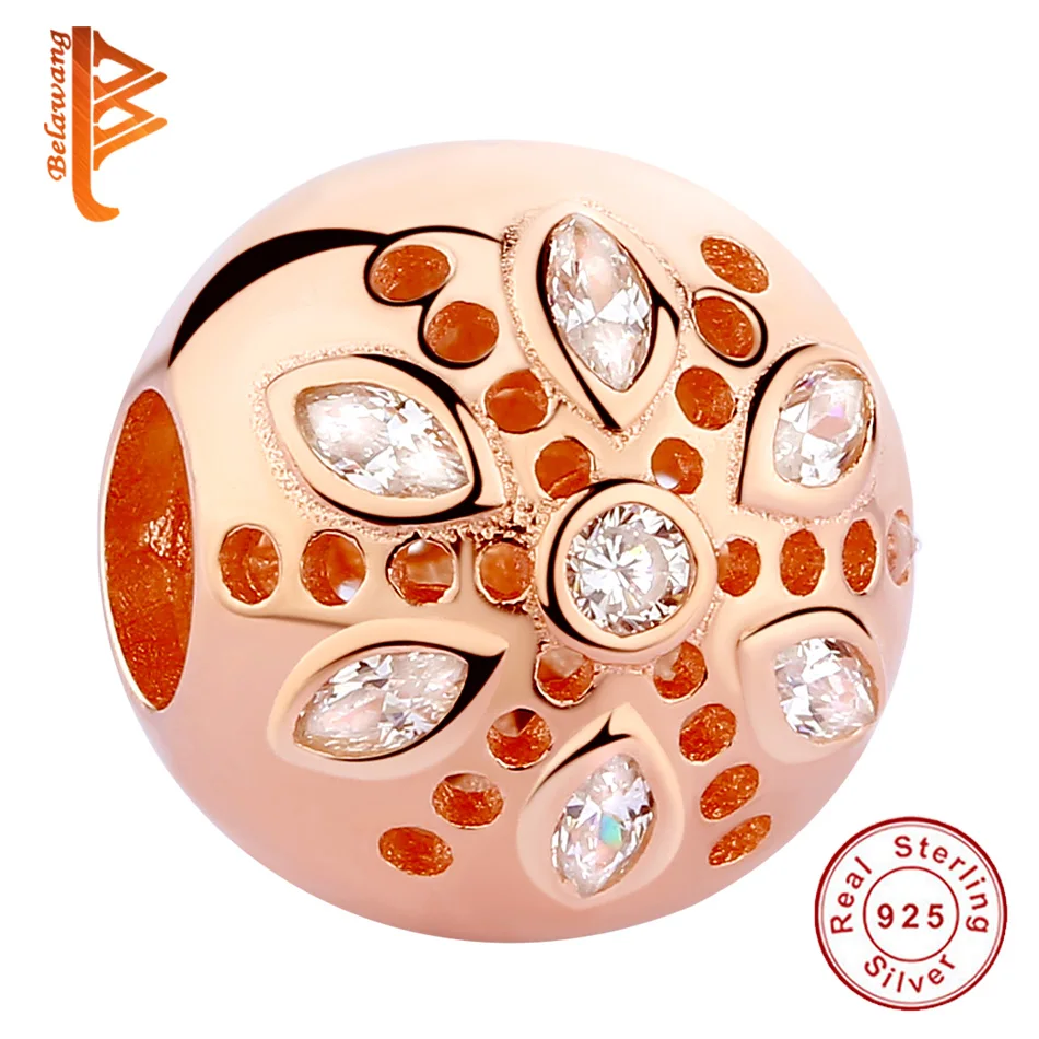 

BELAWANG 925 sterling silver Rose Gold Bead for Jewelry Making Charm fit pandora charms silver 925 original 2019