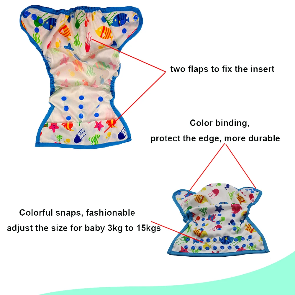 VEJYO моющиеся Подгузники Детские многоразовые тканевые подгузники, ткань с полиуретановыми нитями, водонепроницаемые тренировочные штаны, подгузники для новорожденных, 3-15 кг