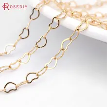 2 метра ширина 3,3 мм 24K золото цвета шампанского латунь форма сердца ожерелье цепи высокое качество ювелирные аксессуары