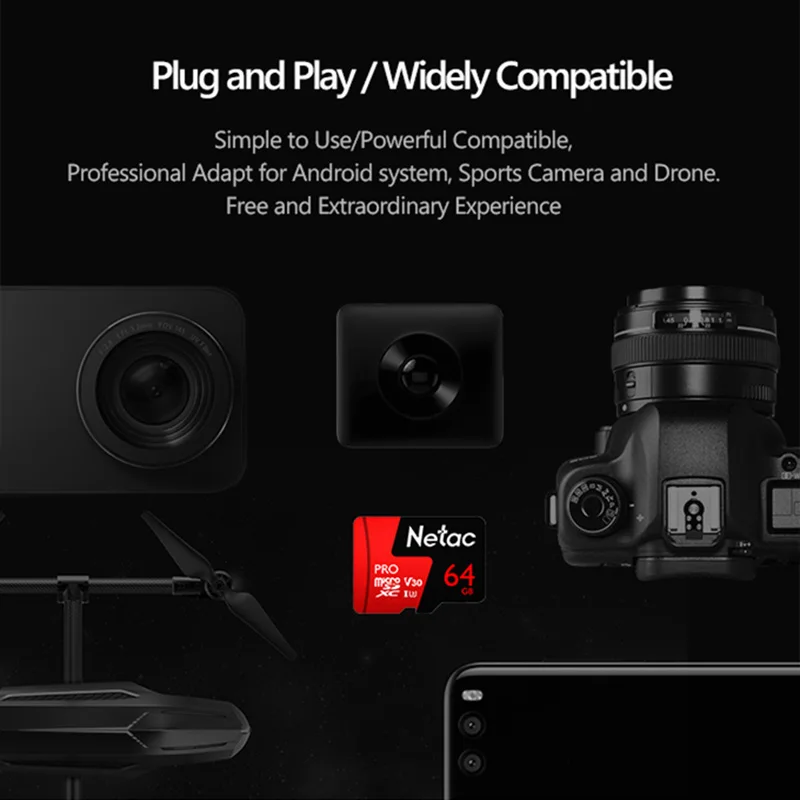 Netac Micro SD карта 64 Гб 128 ГБ 256 класс 10 UHS 1 U3 V30 памяти Flash Microsd P500 Pro TF для смартфона|Карты