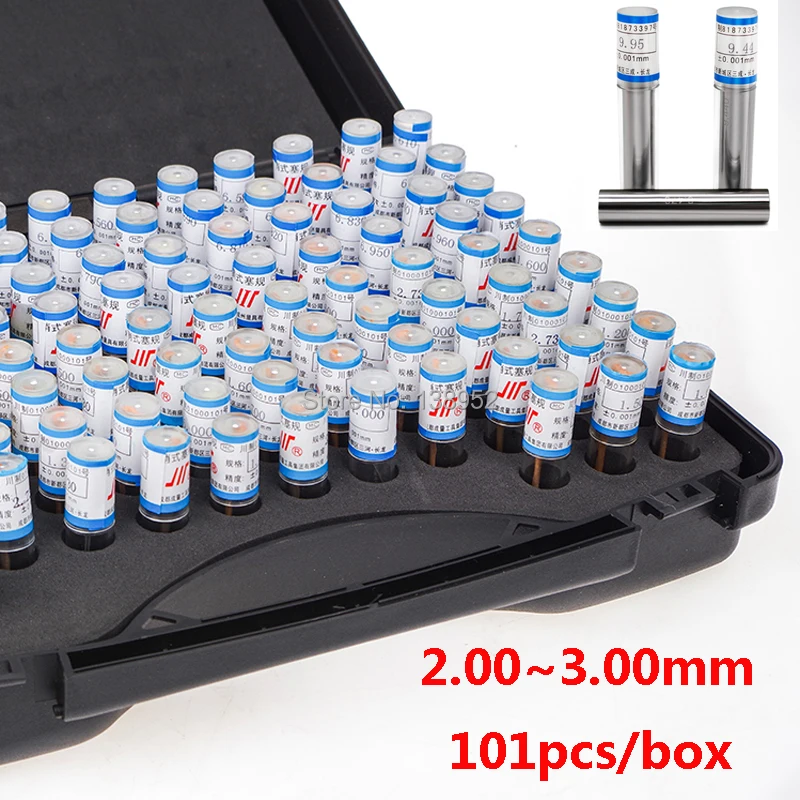 

2.00~3.00mm step 0.01mm Steel Pin Gauge 2.00-3.00mm pin Measuring Tool Smooth Plug Gauge Hole Gauge 101pcs/box