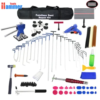 

PDR Rods Hook Paintless Dent Repair Car Removal PDR Tool Kit Hail Hammer USB LED lamp