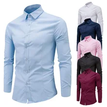 Рубашка мужская модная брендовая облегающая Мужская одежда для работы с длинными рукавами базовая Женская Блузка Размер M-4XL camisa masculina# M21# N