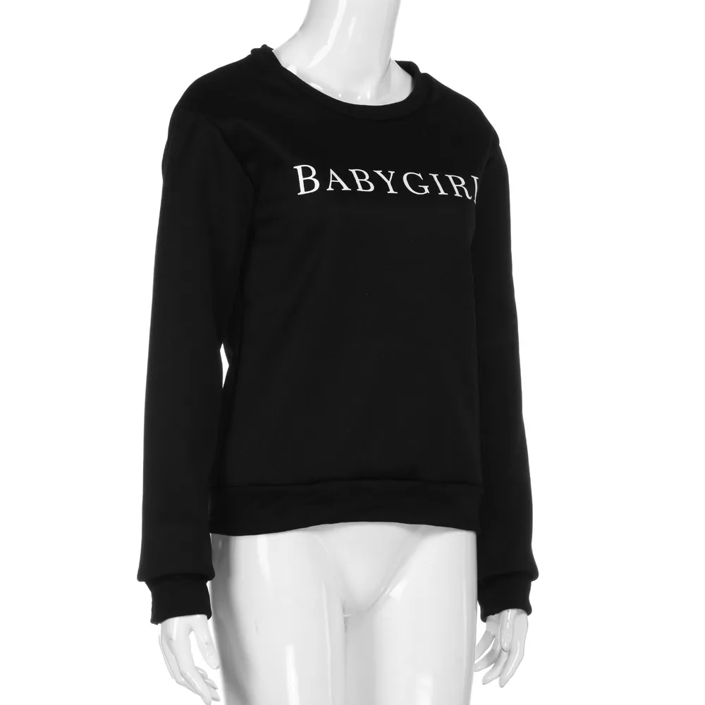 Свободный пуловер со страусиными буквами, толстовка с принтом букв, стильный и модный дизайн, круглый вырез, длинный рукав, повседневная черная толстовка