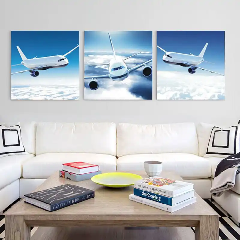 Wall Decor Painting Sky Airplane Canvas Painting For Living Rom