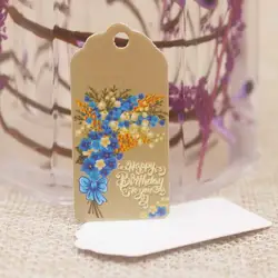 4*2 см милый цветочный дизайн принт с днем рождения подарки украшения повесить тег разные стили подарки/Конфеты/Свадебные сувениры этикетка