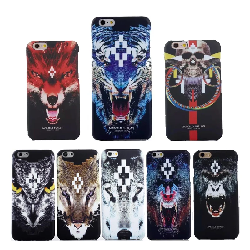 Marcelo Burlon Case for iPhone 6S Cover Tiger Lion Animal Skull Pattern Hard PC Coque iphone 6 Back |