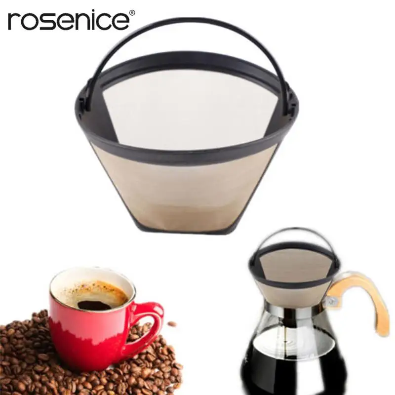 Washable Reusable Coffee Filter Cone Shape Coffee Filter Mesh Basket Portable Coffee Tools (Golden) Washable Reusable Coffee Filter Cone Shape Coffee Filter Mesh Basket Portable Coffee Tools (Golden)