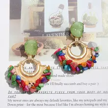 Flatfoosie ZA, Модные Этнические свисающие серьги ручной работы из смолы для женщин,, богемные металлические геометрические серьги с подвеской, ювелирные изделия