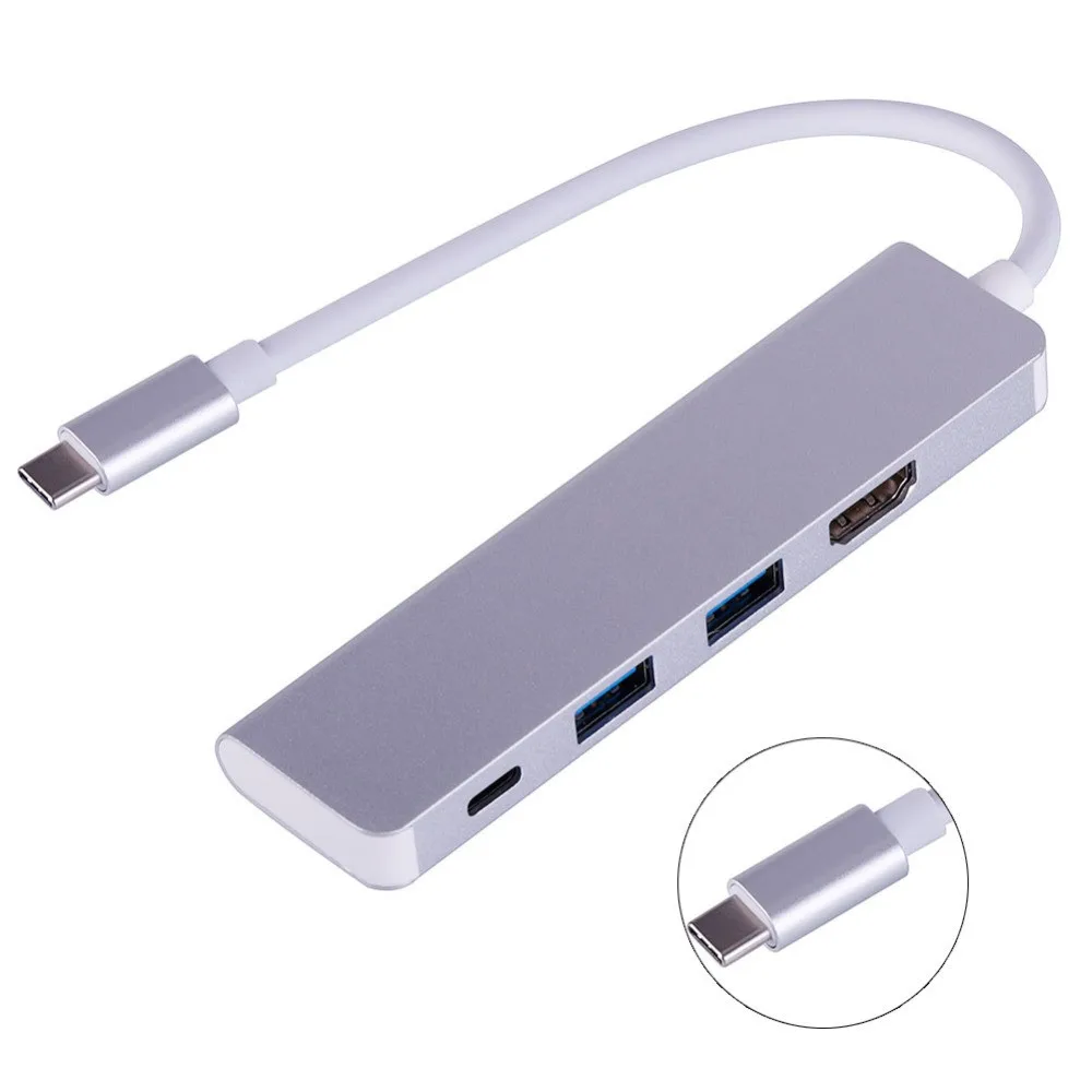 Тип C USB 3,0 к Тип C HDMI 2xusb 3,0 4 in1 концентратор USB адаптер для ноутбука Macbook для Windows XP, Windows Vista, Windows 7,8, 10 и Mac OS9.X, 10.X, и т. д - Цвет: 1
