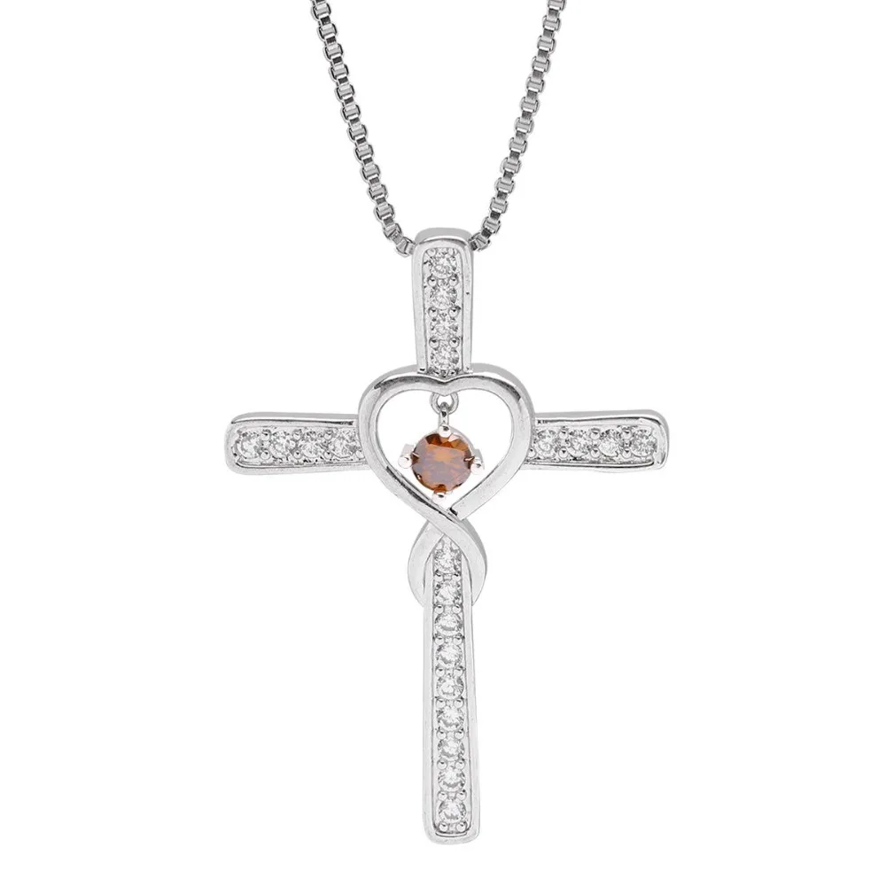 

XINYAO Infinity Love God Cross CZ Pendant Necklace with 12 months Birthstone Jewelry Necklaces Pendants For Women Girls Gift
