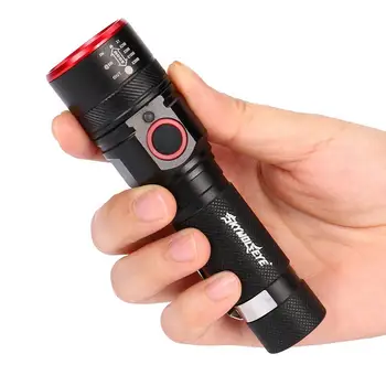 

SKYWOLFEYE USB Rechargeable T6 LED Flashlight 2000 lumens Waterproof LED Telescopic Flash Light Hand Torch Lamp Lantern