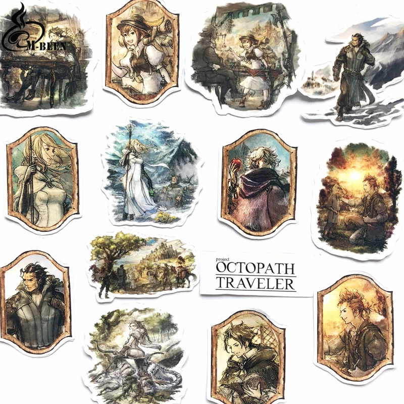 

New 14pcs Octopath Travele Games Stickers For Laptop Suitcase Skateboard Moto Bicycle Car Kids'Toy DIY waterproof decals