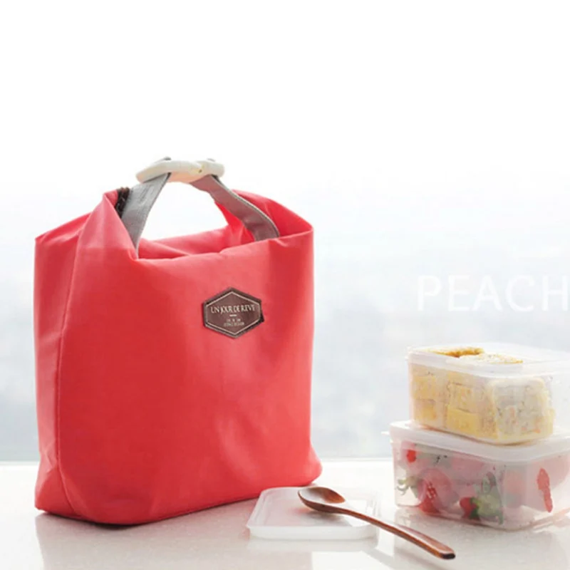 

Fashion Simplicity Lunch Bag Solid Color Portable Insulated Cooler Bags Thermal Food Picnic Lunch Bags Women Lunch Box Bag Tote