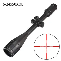 Охотничий 6-24X50 AO Riflescope тактический оптический прицел полный размер Mil Dot красный зеленый синий llluminate Reticle Turrets Lock Scope