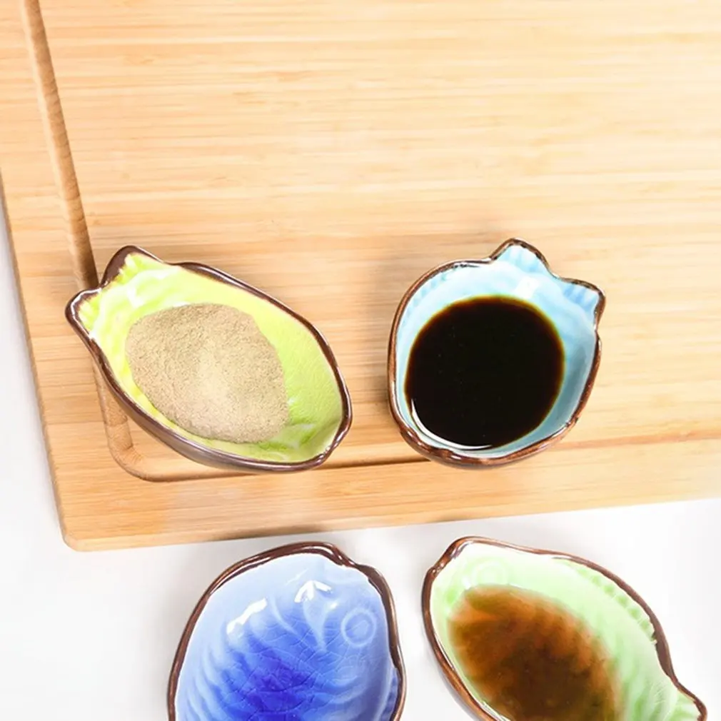 

Durable Fish-Shaped Ceramic Kitchen Bowl Dip Dish Seasoning Plate Flavored Sauce Vinegar Bowl Sushi Dipping Plate
