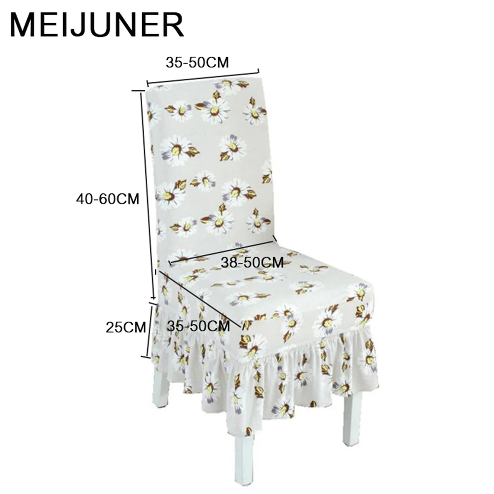 Чехлы на стулья Meijuner с рюшами и цветочным принтом, спандекс для свадьбы, столовой, офиса, банкета, эластичные покрывала с оборками MJ010