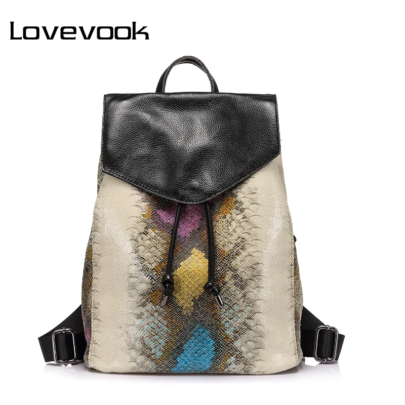 

LOVEVOOK fashion women backpack high quality artificial leather schoolbags for teenage girls female serpentine prints 2018