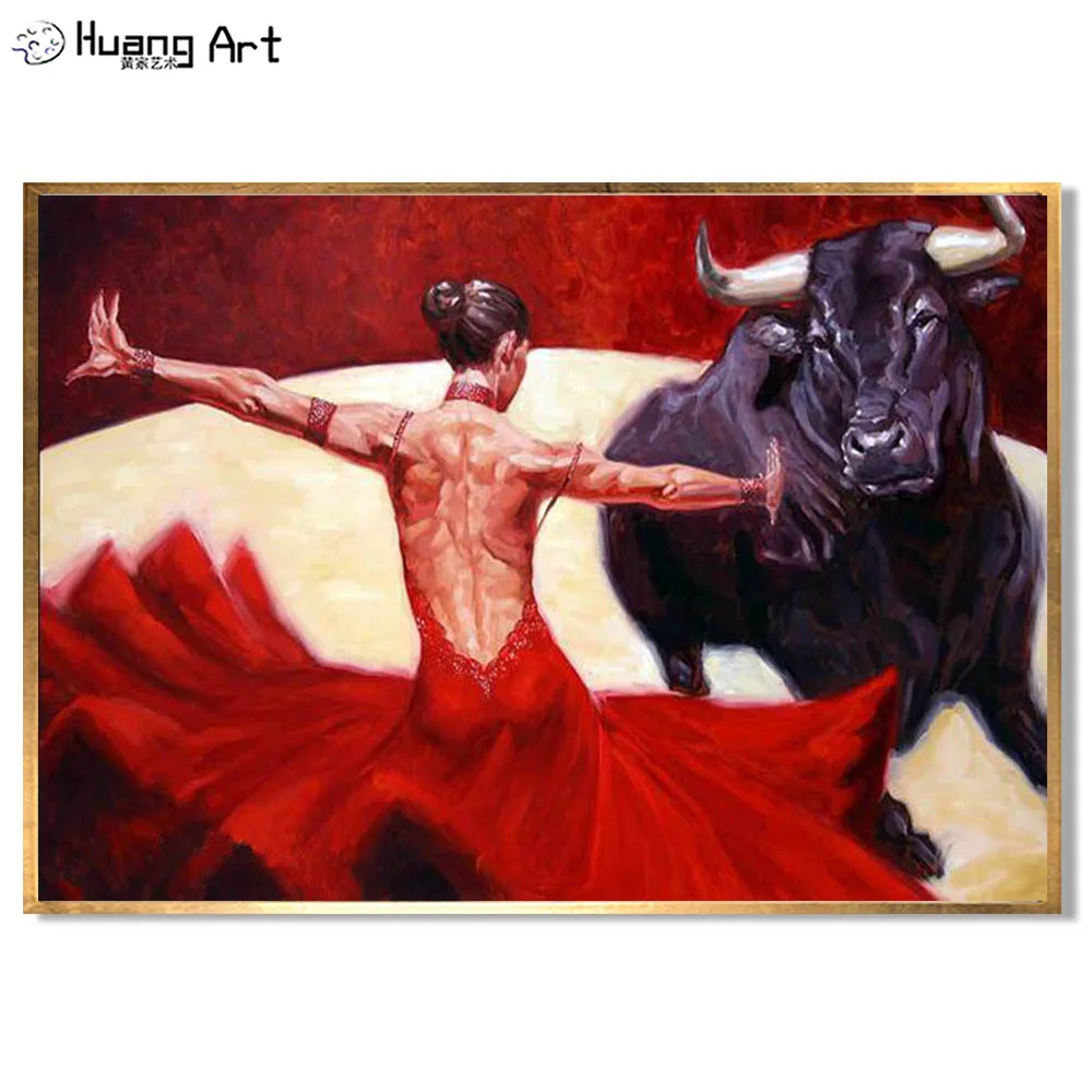 SpanishBullfightingOilPaintingBullfightCanvasPictures100Hand